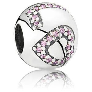 PANDORA Surrounded by Love Charm Authentic Silver Pink Zirconia Romance Sparkle